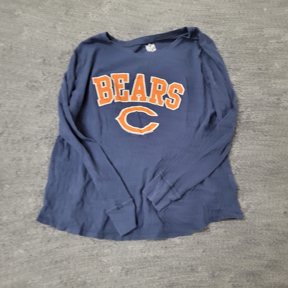 NFL Team Apparel,Shirt,Womens,XL Navy Blue Chicago Bears Thermal Cotton Top